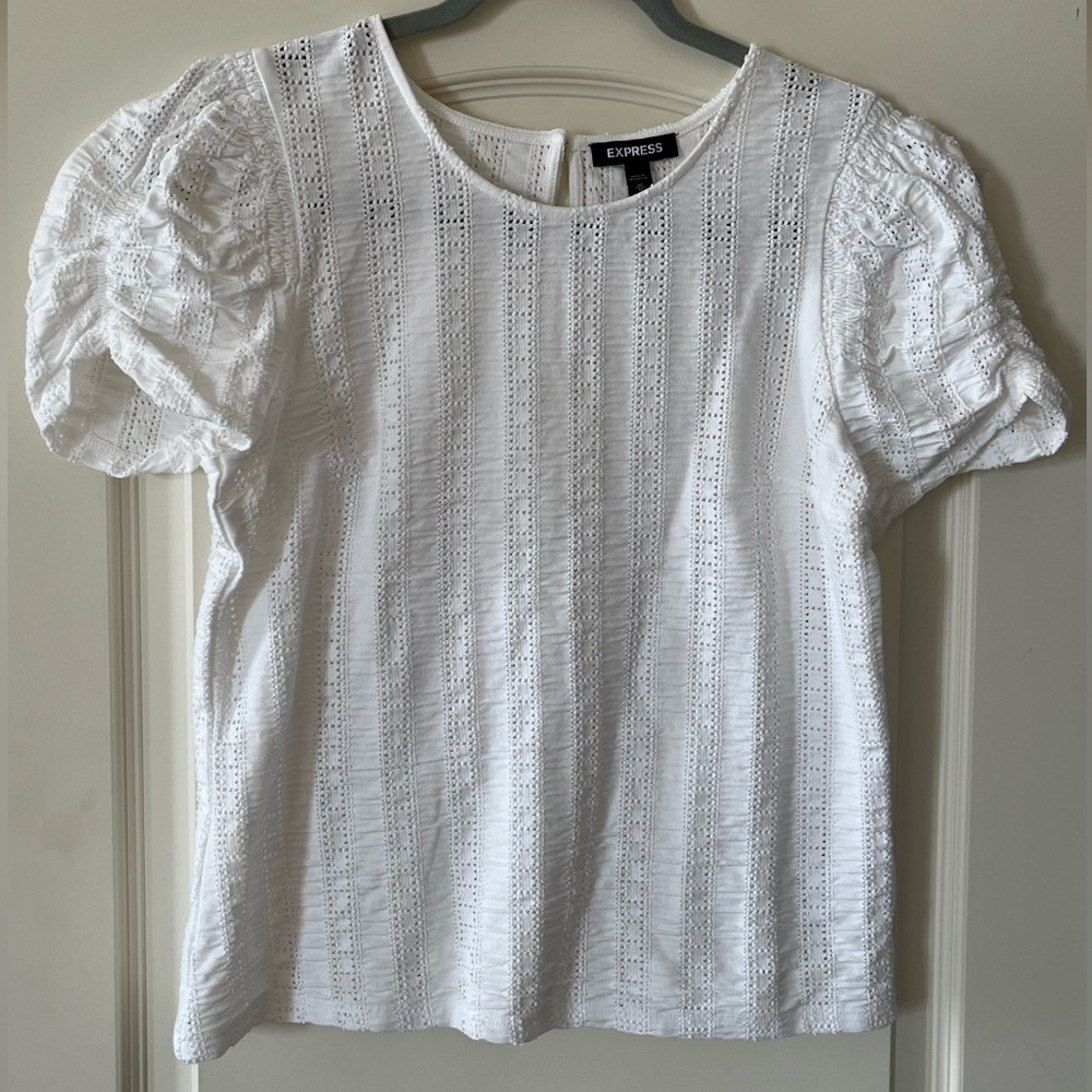 Express White Balloon Sleeves Blouse Women's size medium